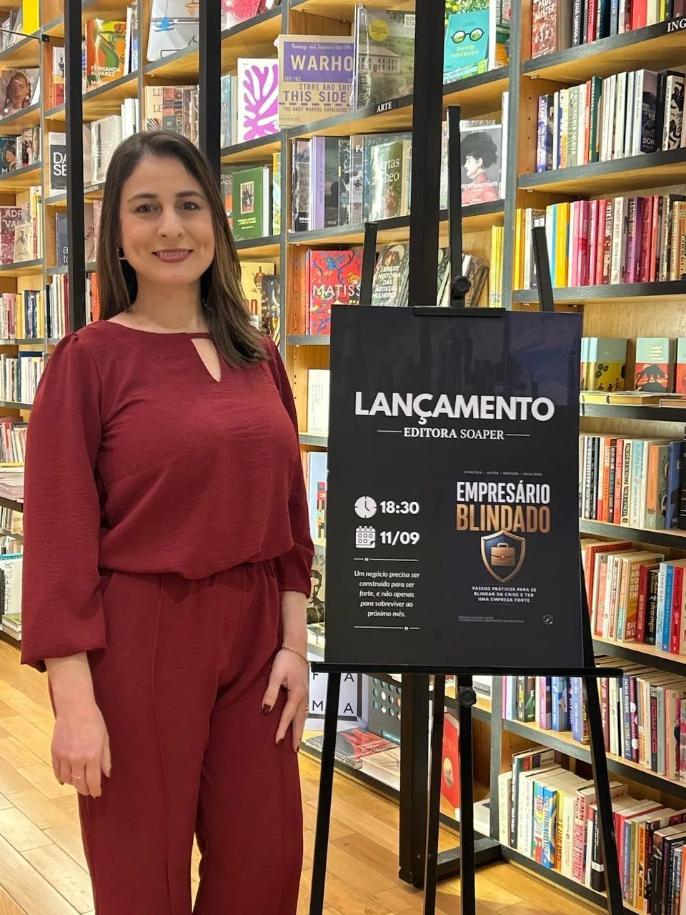 Valéria Machado no lançamento do livro Empresário Blindado, Editora Soaper