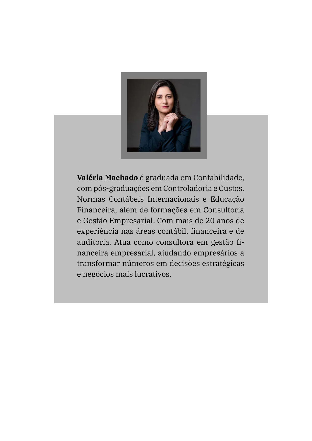 Página 70: foto e minibiografia de Valéria Machado