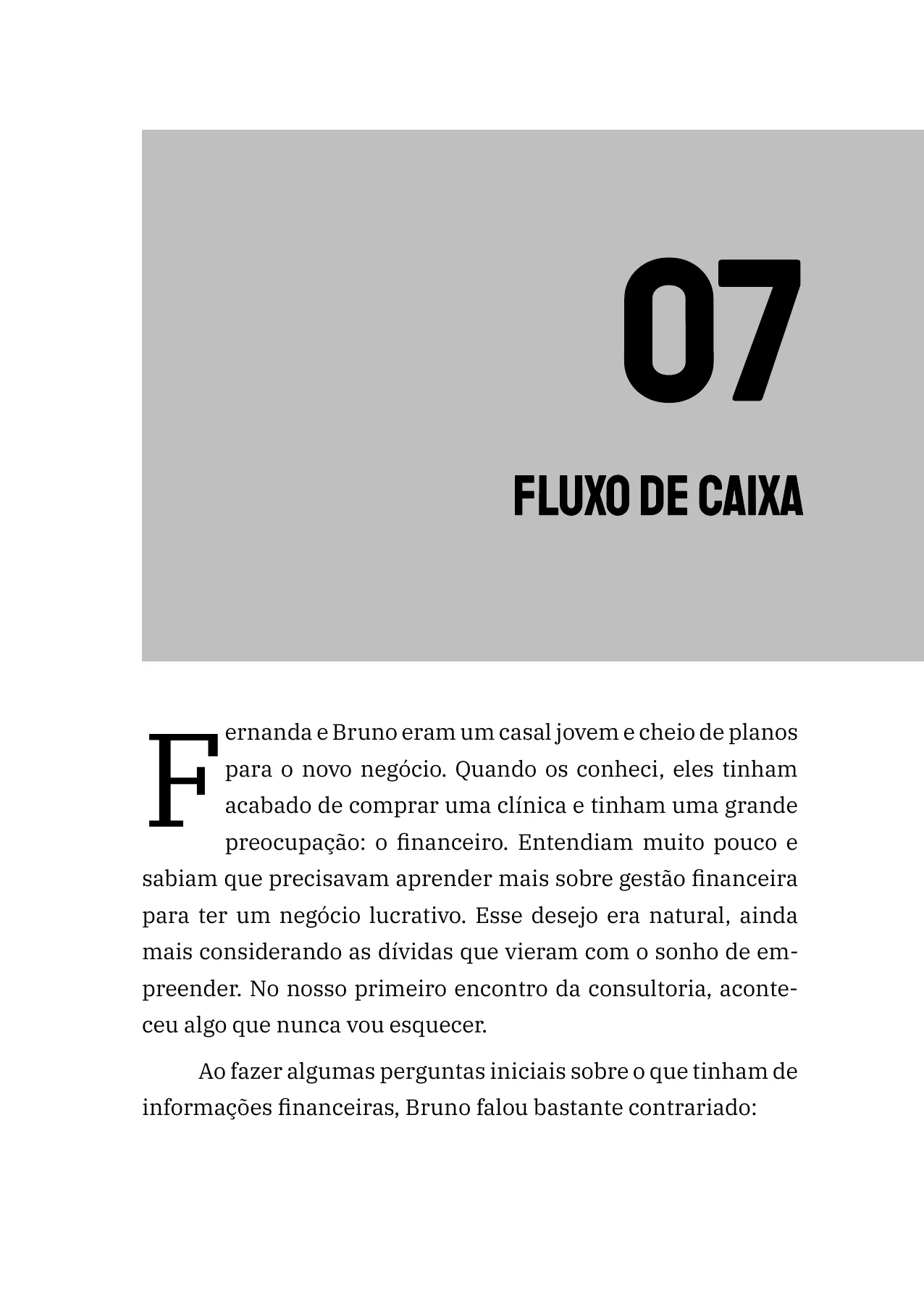 Página 71: abertura do capítulo 7, Fluxo de Caixa